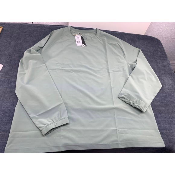 Adidas Go-To Wind Crew Sweatshirt Mens 2XL Silver Green Golf Pullover JF4944 NEW - Picture 5 of 9